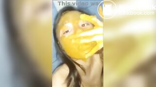 Very sick Thai girl eating her own poop