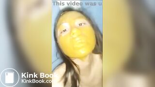 Very sick Thai girl eating her own poop