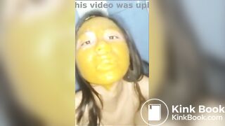 Very sick Thai girl eating her own poop