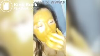 Very sick Thai girl eating her own poop