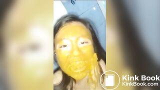 Very sick Thai girl eating her own poop