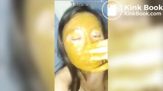 Very sick Thai girl eating her own poop