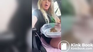 Hot girl shitting in car