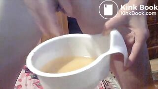 Girl shitting in jar