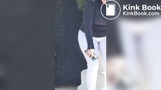 She poops her white jeans