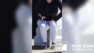 She poops her white jeans