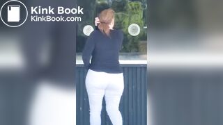 She poops her white jeans
