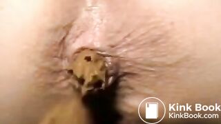 Blonde woman shitting