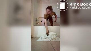 dirty teen smears herself and eats her shit
