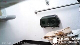 Ebony girl pooping on public toilet