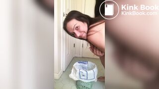shits in the trash can