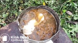 Russian farm girl enema outdoor..