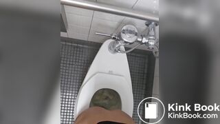 Girl pooping and farting on public toilet - video 2