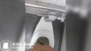 Girl pooping and farting on public toilet - video 2
