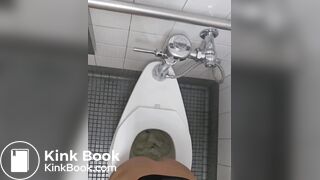 Girl pooping and farting on public toilet - video 2
