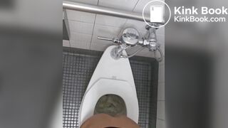 Girl pooping and farting on public toilet - video 2