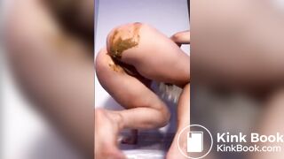 Cute girl shitty dildo