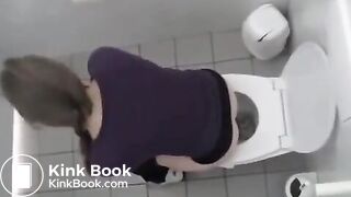 Girls pooping on public toilet compilation - video 2