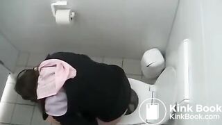Girls pooping on public toilet compilation - video 2