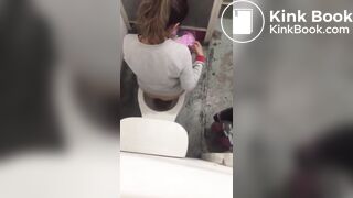 Girls pooping on public toilet compilation - video 2