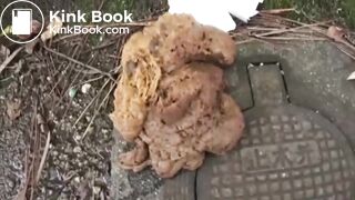 Beautiful Japanese girl poop so much outside