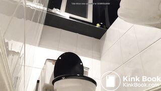 Sexy blonde girl pooping and farting on toilet - video 2