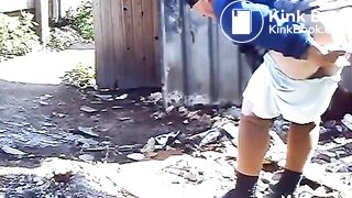 incredible CCTV captures milf pooping voyeur