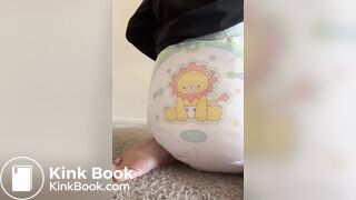 Diaper girl poop n sit