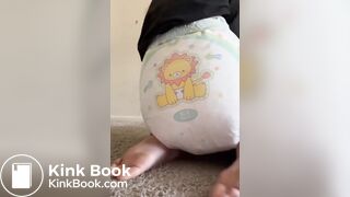 Diaper girl poop n sit