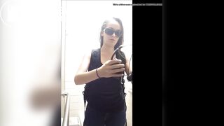 Sexy girl pooping on public toilet - video 3