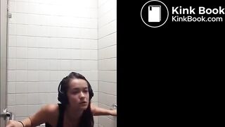 Sexy girl pooping on public toilet - video 3
