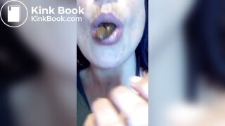 Dirty slut pissing jeans and tasting her shit