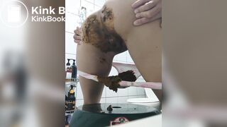 Thin girl poops her panties