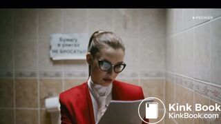 Female Politician takes a shit whilst reading scene