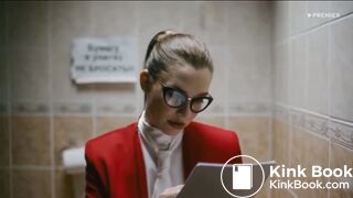 Female Politician takes a shit whilst reading scene