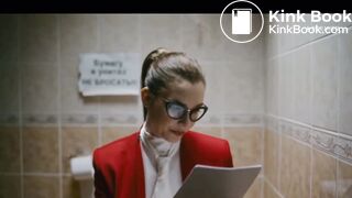 Female Politician takes a shit whilst reading scene