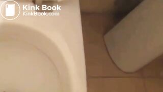 Cutie squats on toilet