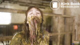 Farmer's Wife in the calf shed - masturbating in dung