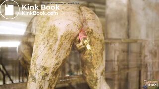 Farmer's Wife in the calf shed - masturbating in dung