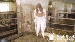 Farmer's Wife in the calf shed - masturbating in dung