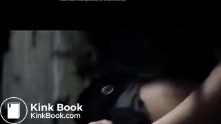 Asian girl has diarrhea on dirty public toilet