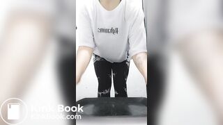 Fat ass girl with tatoos shits on a plate part 2