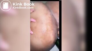 Light skin ebony fist & gape her ass with cucumber