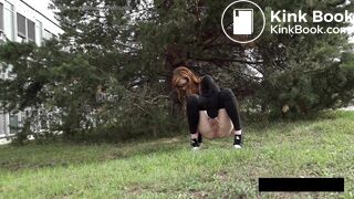 Hot redhead accidental poop while peeing