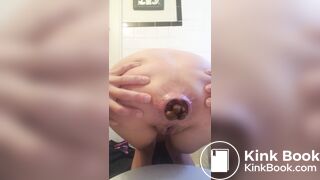 Hard Poop Stretches Her Hole