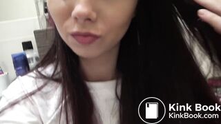 girl pushes out long turd