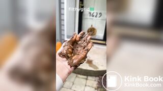 Public scat painting pumpkin