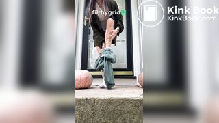 Public scat painting pumpkin