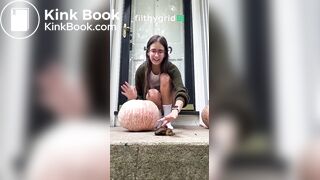 Public scat painting pumpkin