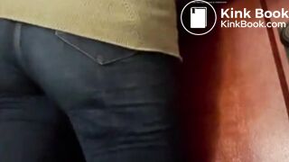 Girls navy colour jeans poop